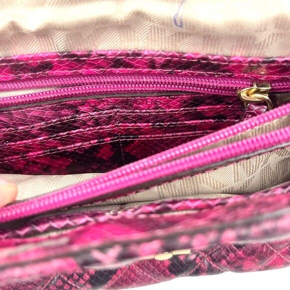 Michael Kors Sloan Pink Snake Print Crossbody Bag With Gold Chain Strap & Logo L - Picture 10 of 10